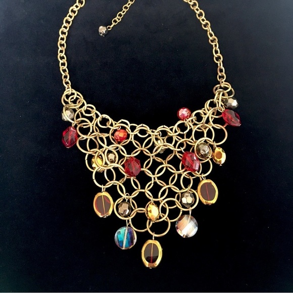 Vintage Cleopatra Jeweled Bib Necklace - Picture 1 of 7